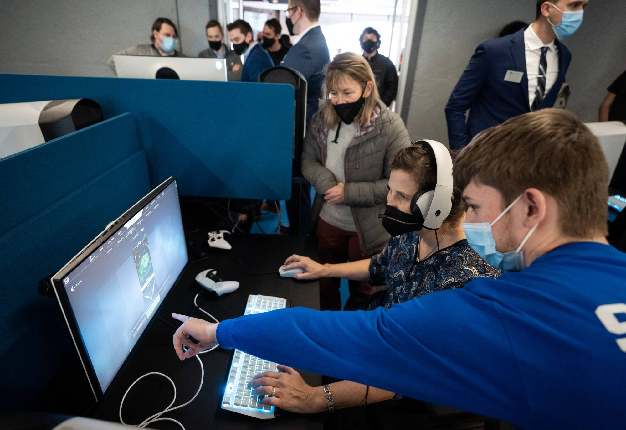 Students playing video games